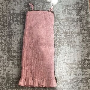 Pink Smocked Dress with Ruffle Hem